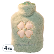 Soul Rich 四葉草保溫熱水袋 薄荷綠保護套 1L, 4套