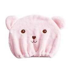 美得像專櫃 熊熊乾髮帽, 柔軟聚酯纖維, 超吸水材質, 粉色, 2個