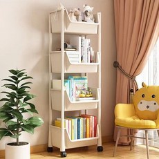 EVER HOUSE 多用途塑膠收納層架推車, 4層, 米色