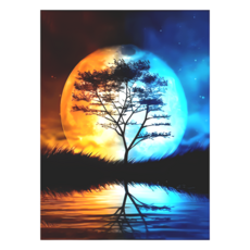 創彩 鑽石貼畫, 城堡氣球圖案, 倒影月亮, 1組