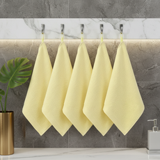 Join Made 掛環式臉部擦手洗臉毛巾 25 x 25 cm, 檸檬黃, 5個