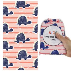 하늬통상 아동용 샌드프리 사각 비치타올, 핑크다이노, 1개