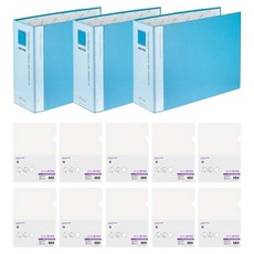 ECO Chungwoon 彩色2孔A4活頁夾 3入組+L型資料夾 10入組, 天藍色, 1組
