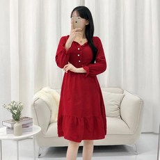 피어니스트 A라인 프렌치 셔링소매 롱원피스