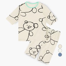 Uni FRIend 孩童泰迪熊印花短袖居家服+休閒7分褲