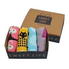 youhouse Sweet Life 抹布 粉紅兔 + 禮物黑貓 + 圓圈貓天空 + 雨滴灰 B套組, 1個