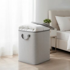 에이브릭 접이식 대용량 패브릭 리빙박스 옷정리 이불정리 수납함, 그레이, 1개