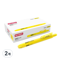 MORRIS JUST CLICK 按壓式螢光筆 S, 黃色, 24個