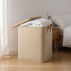 에이브릭 접이식 대용량 패브릭 리빙박스 옷정리 이불정리 수납함, 베이지, 1개