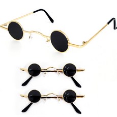 派對秀復古迷你眼鏡金框, 黑色, 3入