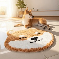 DAILYSHARE 超細纖維柔軟柴犬臉型地墊, 混合色