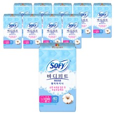 쏘피 바디피트 천연코튼 팬티라이너 무향, 일반, 40개입, 10개