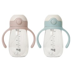 마더케이 허그 추 빨대컵 2p, 300ml, 1세트, 핑크베이지 + 민트