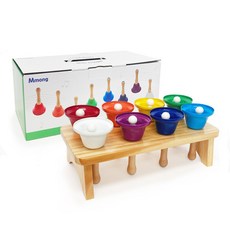 해피타운 뉴 8음 핸드벨 + 원목거치대, 혼합색상, 1개