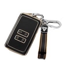 크로니클 sm6 / qm6 / xm3 르노 프리미엄 tpu 스마트키 케이스 + 키링 세트, 블랙, 1개