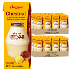 Binggrae 栗子牛奶 保久調味乳, 200ml, 48個