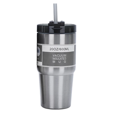 FANCY LIFE 不鏽鋼冰霸杯 600ml 鋼本 真空保溫杯 附吸管, 1個