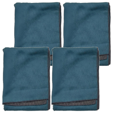 雙面麂皮絨毛巾 30*60cm 420g 細纖維, 灰色 + 藍色, 4條