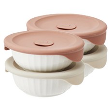 락앤락 바로 한끼 도자기 밥용기, 2세트, 몸체 355ml 2p + 뚜껑캡 2p