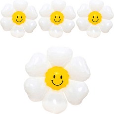 PARTYSHOW 雛菊花鋁箔氣球 微笑 中型, 4個, 混色