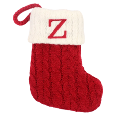 紅刺繡字母聖誕襪 字母Z 針織聖誕裝飾 聖誕禮物, 1個, 17.5 x 13.5cm