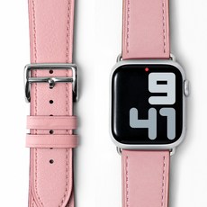 누아트 애플워치 호환 싱글투어 가죽스트랩, 핑크, 1개