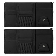 BLACK POD 黏貼式遮陽板收納袋, 黑色, 2個