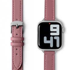 NUART 智慧手錶迷你單圈皮革錶帶, 深粉色, 1個