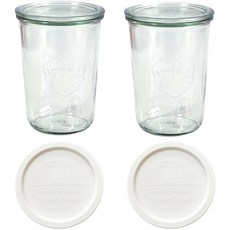 WECK 基本型玻璃儲物瓶身 2p + 蓋子 2p + PE 蓋子 2p 743, 850毫升, 1套