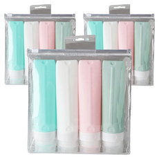 Mmumu多功能矽膠空瓶 4種+收納包組, 混色, 3組