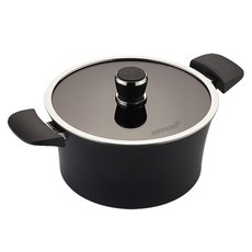 HAPPYCALL 電磁爐適用MONO系列雙耳陶瓷不沾湯鍋+鍋蓋組, 24cm, Ebony Black