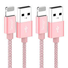 Seoga 金屬 iPhone 快速充電線, 2個, 粉紅色, 1.5m