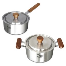 OSLO IH感應不鏽鋼鍋具組 2入, 混色, 單柄鍋 16cm+雙耳鍋 18cm, 1組