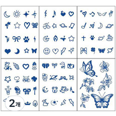 디에스 워터프루프 포인트 타투 스티커 C, 혼합색상, 2개