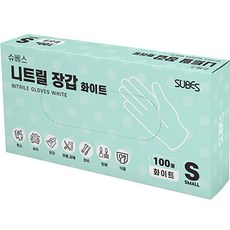 SUBES 衛生手套 白色, 100個, S, 1個