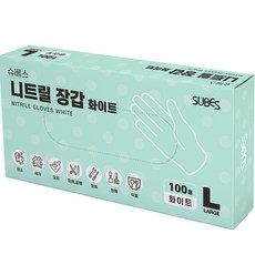 SUBES 衛生手套 白色, 1盒, L, 100入