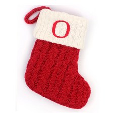 聖誕紅刺繡字母聖誕襪, 字母O, 針織棉材質, 聖誕節裝飾, 1個