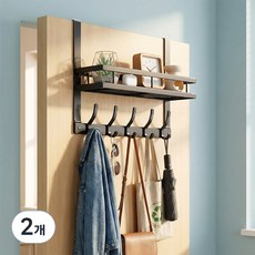 마메 무타공 선반 도어 행거 문걸이 후크 5구, 블랙, 2개