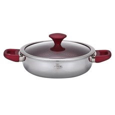 CLADIN IH爐適用三層不鏽鋼蜂巢不沾雙耳湯鍋, 不鏽鋼 酒紅色, 24cm