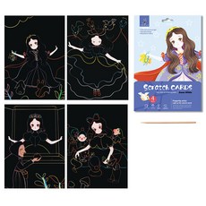 阿羅德月路刮畫紙藝術卡, 1個, TYPE01 白雪公主