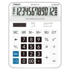 JINHO 京禾 12位元計算機 JH-2777-12 太陽能/電池雙重電源 大型螢幕顯示, 灰色, 1個