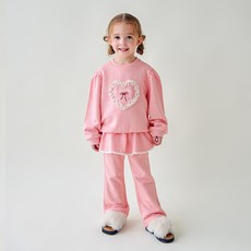 WALTONKIDS 兒童刷毛蕾絲長袖T恤 + 層次感長褲套裝