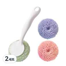퀵살림 찌든때 식기 주방용 디쉬 스펀지 핸드 수세미 화이트 4.7 x 18 cm + 볼 2p 랜덤발송, 2세트