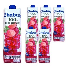 CHABAA 啜吧 100%紅葡萄果汁 泰國原裝進口 無色素無香料, 1L, 6瓶