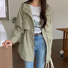 afinar 女款腰部抽繩連帽防風夾克