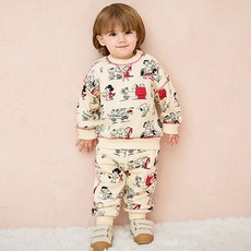 milkmile 兒童款 Peanuts 史努比與朋友們 刷毛上下套裝
