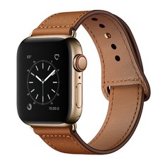 MOHARLAB Apple Watch 皮革鈕扣錶帶, 棕色