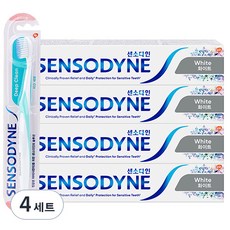 SENSODYNE 舒酸定 亮白潔淨牙膏4入+亮白牙刷隨機出貨, 4套