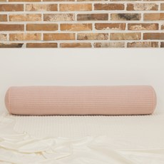 Marvellous 棉質素色絎縫圓柱長抱枕枕套, 粉色的