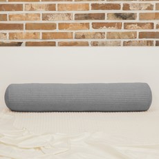 Marvellous 棉質素色絎縫圓柱長抱枕枕套, 灰色的